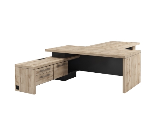 Стол руководителя с опорной тумбой Т-920.1000Л с блоком розеток и брифингом Стол руководителя с опорной тумбой Т-920.1000Л с блоком розеток и брифингом