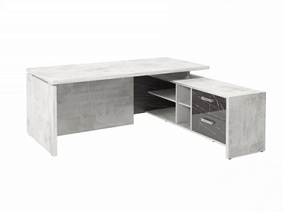 Стол с опорной тумбой FI-119R.GG Хромикс белый/Камень Пьетра Гриджиа черный