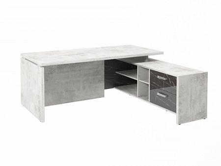 Стол с опорной тумбой FI-119R.GG Хромикс белый/Камень Пьетра Гриджиа черный