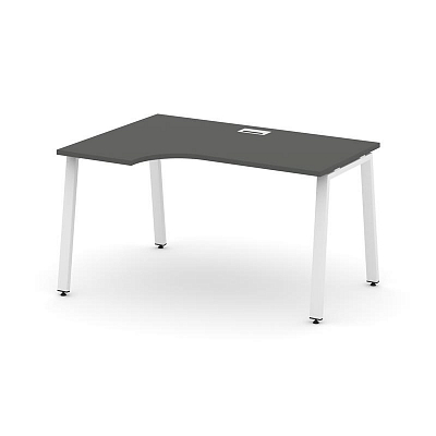 Style Project Стол рабочий эргоном. SN-6A.SPA-022(L) Антрацит/Металл Белый 1580*800/980*750