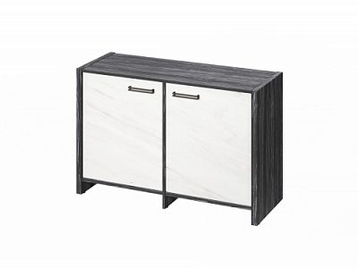 Тумба двухсекционная FB-12-02.G. Древесина Графит/Мрамор Леванто белый