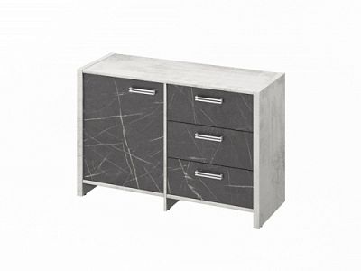 Тумба двухсекционная FI-12-01.G Хромикс белый/Камень Пьетра Гриджиа черный