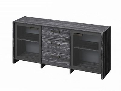 Тумба трехсекционная с 2 дверьми FB-13-02.D. Древесина Графит