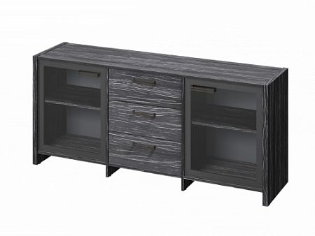 Тумба трехсекционная с 2 дверьми FB-13-02.D. Древесина Графит