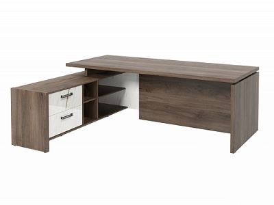 Стол с опорной тумбой FB-121L.GG Орех Пацифик Табак/Мрамор Леванто белый