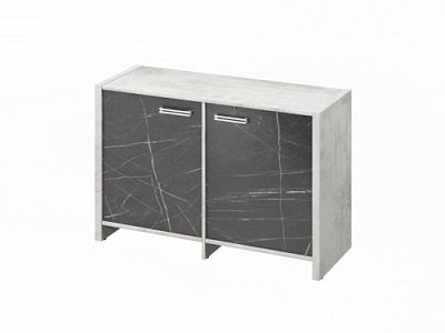 Тумба двухсекционная FI-12-02.G Хромикс белый/Камень Пьетра Гриджиа черный