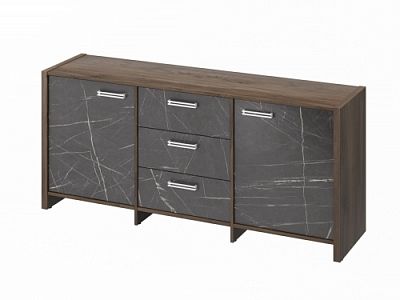 Тумба трехсекционная FI-13-01.G. Орех Пацифик Табак/Камень Пьетра Гриджиа черный