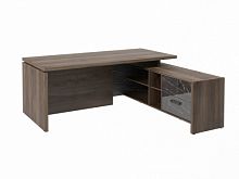 Стол с опорной тумбой FB-119R.GG Орех Пацифик Табак/Камень Пьетра Гриджиа черный