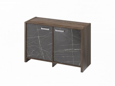 Тумба двухсекционная FI-12-02.G. Орех Пацифик Табак/Камень Пьетра Гриджиа черный