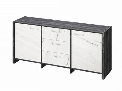 Тумба трехсекционная FI-13-01.G. Древесина Графит/Мрамор Леванто белый