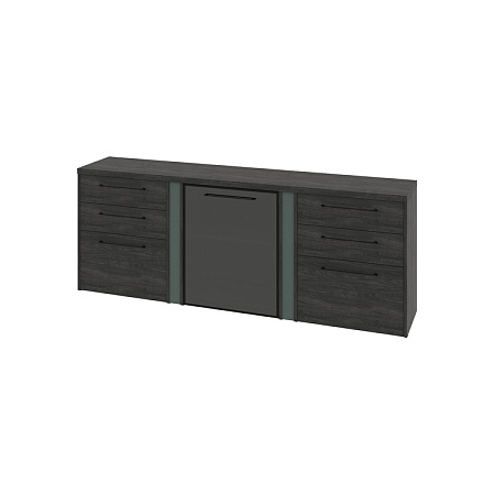 Тумба трехсекционная с дверью стеклянной в профиле и 6 ящиками Greenwood G-691.04L (L)