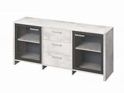 Тумба трехсекционная с 2 дверьми FI-13-02.D Хромикс белый