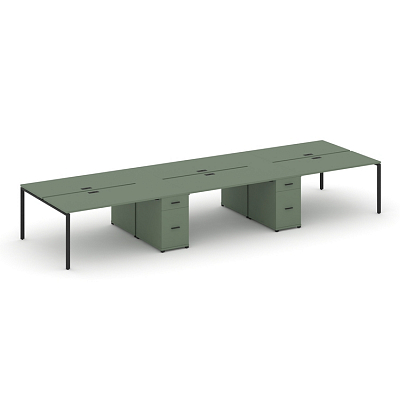 Бенч-система на 6 мест с 2 опорными тумбами Concept CN.DRS-456