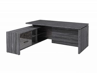 Стол с опорной тумбой FB-119L.GG Древесина Графит/Камень Пьетра Гриджиа черный